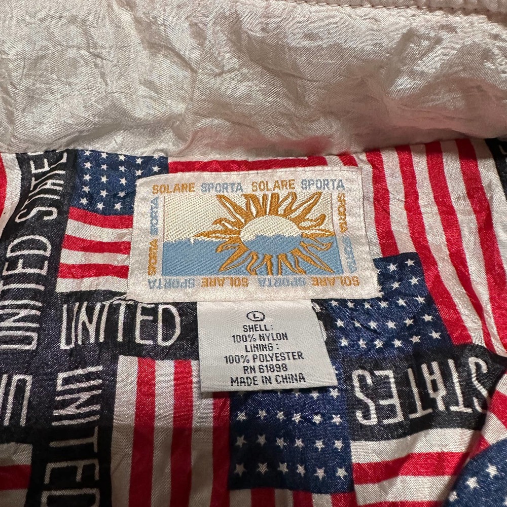 Solare Sporta American Flag Vintage Windbreaker USA Jacket Size M Mens - Picture 3 of 8